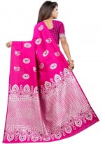 Hot Pink Festival Art Silk Traditional Saree