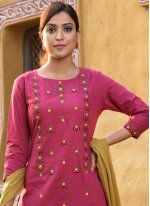 Hot Pink Festival Cotton Readymade Suit