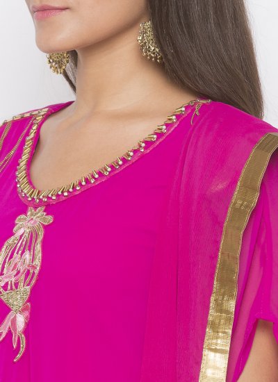 Hot Pink Georgette Party Readymade Suit