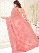 Hot Pink Resham Net Classic Designer Saree