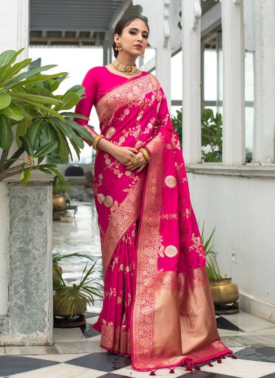 Red Banarasi Saree With Sequence Work – StylebyPanaaash