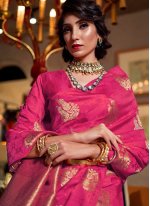 Hot Pink Weaving Sangeet Classic Saree