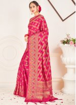Hot Pink Woven Ceremonial Designer Traditional Saree