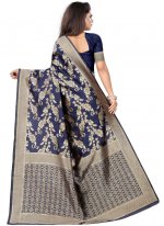 Hypnotic Art Silk Blue Designer Traditional Saree