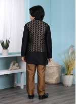 Hypnotic Cotton Silk Black Jacquard Work Kurta Payjama With Jacket