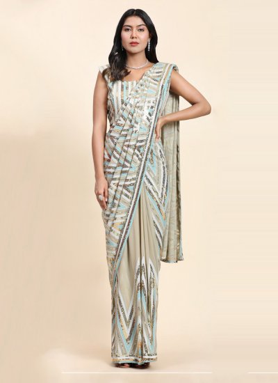Ideal Embroidered Georgette Contemporary Saree