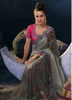 Ideal Grey Wedding Classic Saree