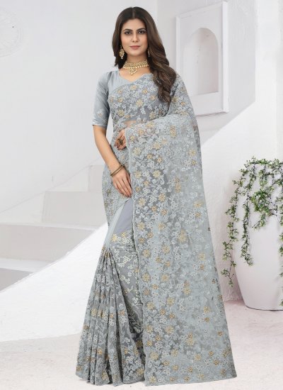 Ideal Grey Wedding Trendy Saree