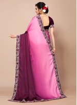 Ideal Print Pink and Wine Shaded Saree