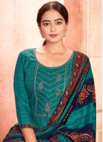 Ideal Teal Embroidered Patiala Salwar Suit
