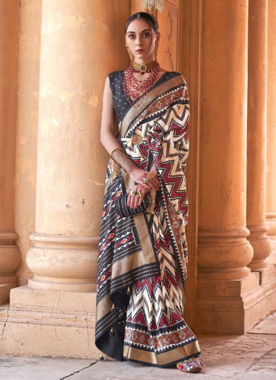 Immaculate Multi Colour Patola Print Silk Classic Saree