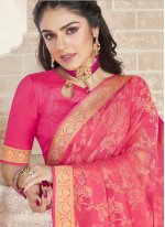 Immaculate Pink Brasso Printed Saree