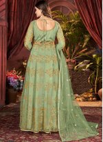 Impeccable Green Engagement Long Length Anarkali Salwar Suit
