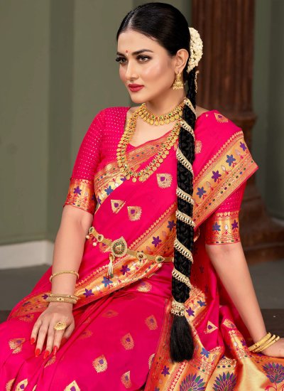 Impeccable Silk Pink Trendy Saree