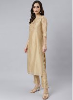 Imperial Beige Chanderi Silk Readymade Salwar Kameez