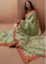 Imperial Embroidered Sea Green Silk Classic Designer Saree