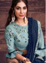 Imperial Resham Turquoise Silk Designer Saree