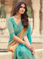 Imperial Silk Peach and Sea Green Embroidered Shaded Saree