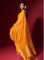 Imperial Weaving Orange Organza Classic Designer Saree