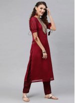 Imposing Embroidered Maroon Party Wear Kurti