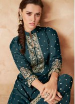 Imposing Faux Georgette Embroidered Designer Palazzo Salwar Suit