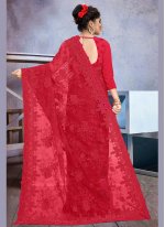Imposing Net Stone Work Red Trendy Saree