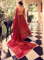 Imposing Red Silk Long Choli Lehenga