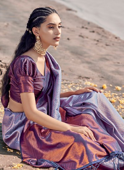 
                            Imposing Silk Purple Weaving Classic Saree