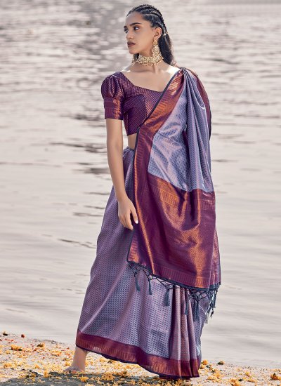 Imposing Silk Purple Weaving Classic Saree