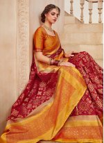 Impressive Banarasi Silk Weaving Red Classic Saree