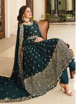 Impressive Georgette Green Sequins Anarkali Salwar Suit