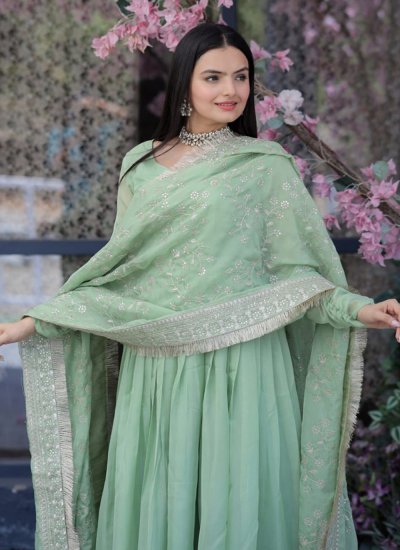 Impressive Silk Plain Sea Green Salwar Suit