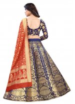 Incredible Weaving Navy Blue Silk Designer Lehenga Choli