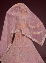 Incredible Zari Net Pink A Line Lehenga Choli