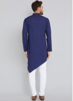 Indo Western Plain Blended Cotton in Blue
