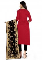 Innovative Banarasi Silk Red Weaving Churidar Designer Suit