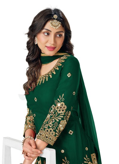 Innovative Silk Green Trendy Salwar Suit
