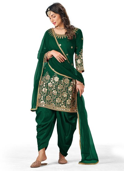 Innovative Silk Green Trendy Salwar Suit