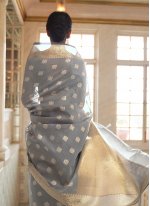Innovative Weaving Silk Grey Contemporary Saree