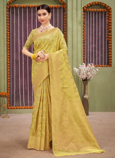 Innovative Yellow Designer Traditional Saree