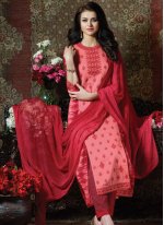 Integral Cotton Embroidered Pink Straight Salwar Suit