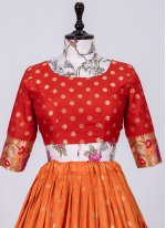 Integral Weaving Orange Patola Silk  Trendy Lehenga Choli