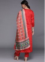 Intricate Art Silk Red Salwar Suit