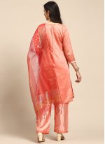 Intricate Chanderi Silk Peach Palazzo Salwar Suit