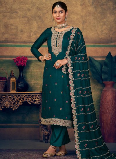 Intricate Pure Silk Resham Salwar Kameez