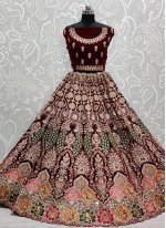 Intriguing Embroidered Velvet Lehenga Choli
