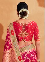Intriguing Grey and Hot Pink Weaving Silk Saree