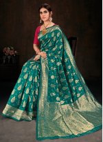 Intriguing Weaving Blue Classic Saree