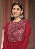 Intrinsic Embroidered Maroon Palazzo Salwar Suit 