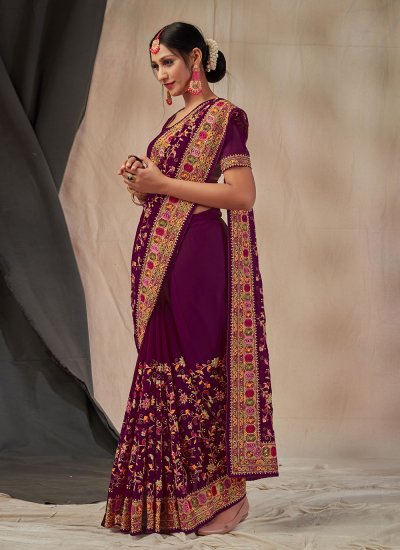 Intrinsic Georgette Embroidered Classic Saree